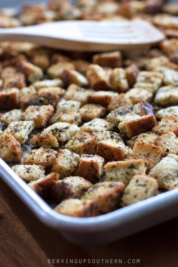Crispy Homemade Garlic-Herb Croutons