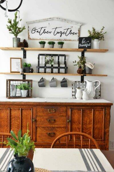 Beautiful Fixer Upper style farmhouse shelves.