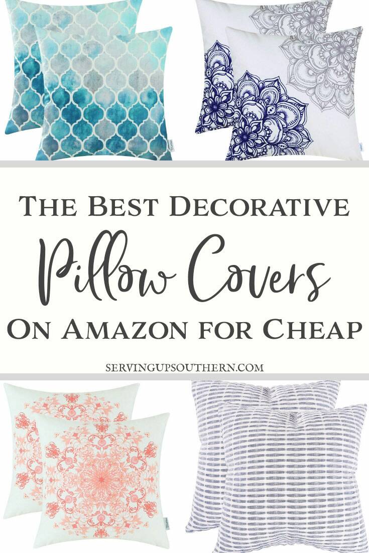Pin graphic of four different pillow covers.
