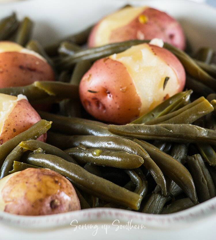 Southern Style Green Beans + New Potatoes | Serving Up Southern